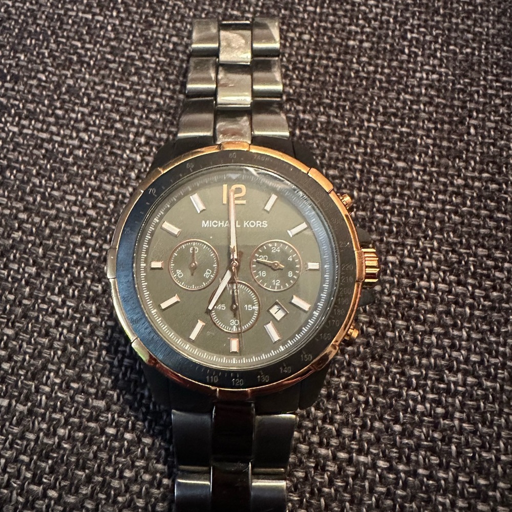 Michael Kors Black and Gold Chronograph Watch